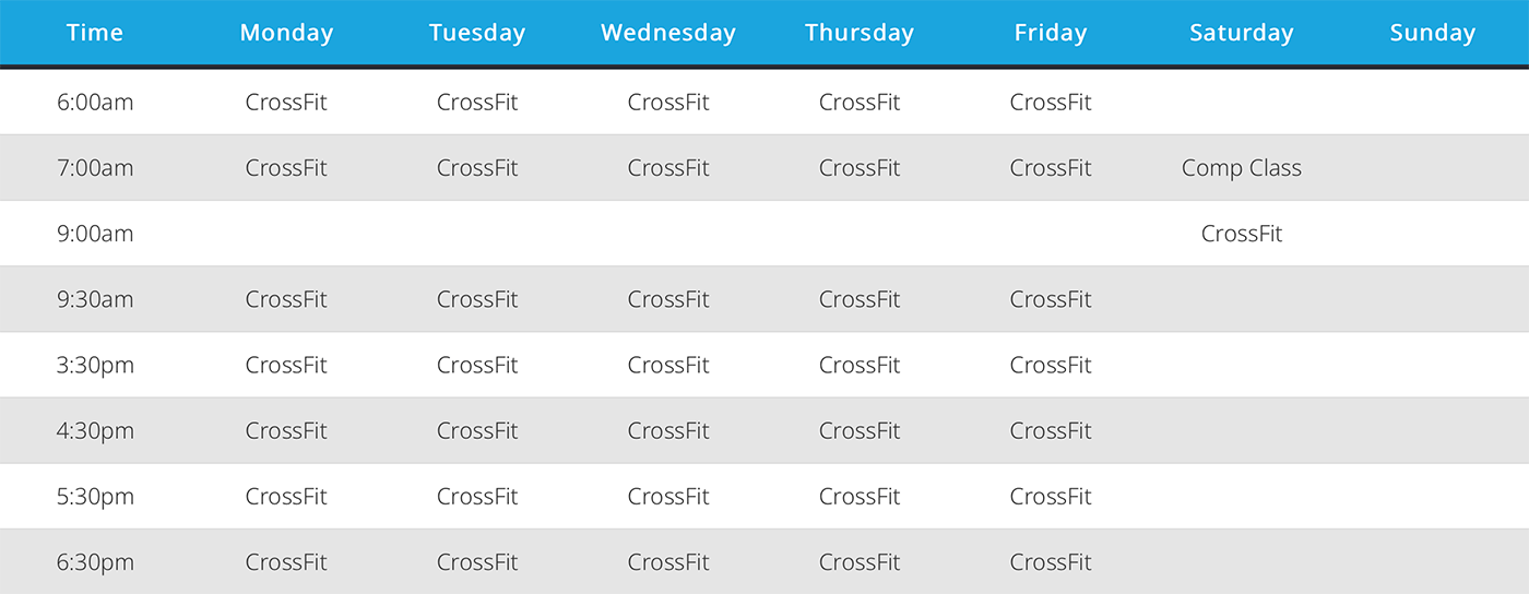 CrossFit Waterford Schedule